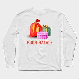 Buon Natale Italian Christmas Gift Italy Polyglot Long Sleeve T-Shirt